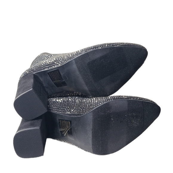 Material Girl Baybe Black Sequin Pull-On Closed Toe Pointed Bootie Sz 5.5M - Picture 6 of 11